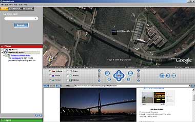 Screenshot Google Earth mit Flickr-Bild