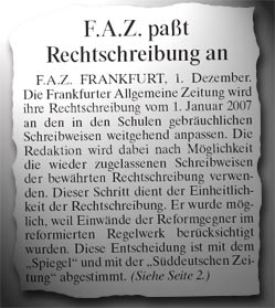 F.A.Z. paßt Rechtschreibung an