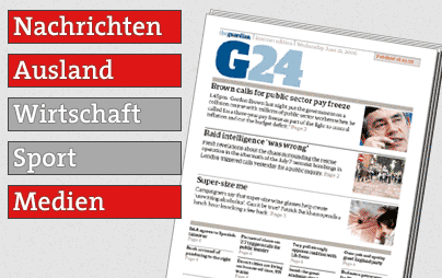 G24-Dummy mit Kategorien Nachrichten, Ausland, Wirtschaft, Sport und Medien