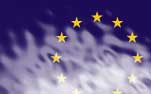 White smoke over European flag