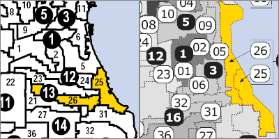 Bundesstaats-Wahlkreis in Chicago 1991 und 2001